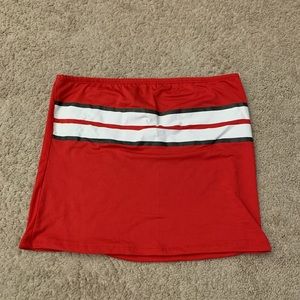bandeau crop top; red with stripes